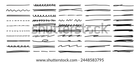 Hand drawn scribble lines. Swift crossed and wavy underlines by pen, pencil, marker. Vector strokes isolated on white background.