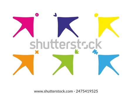 Doodle color arrow click icon. Hand drawn mouse cursor. Button pointer in sketch style isolated on white background. Kids click pointer