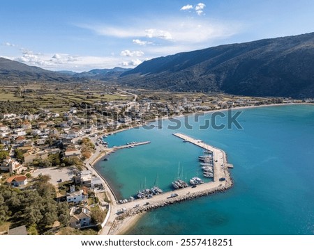 Similar – Image, Stock Photo Small coastal village with cottages in bay near snowy mountains