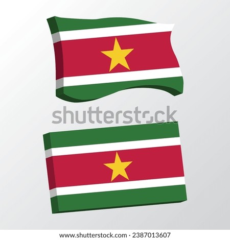 Suriname Flag 3d shape vector illustration