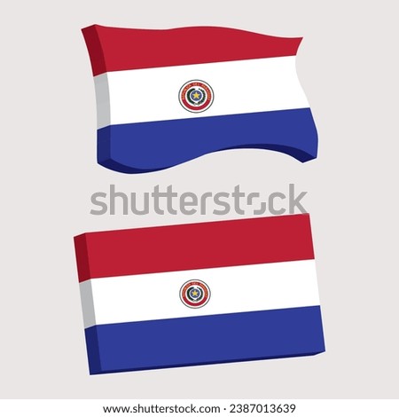 Paraguay Flag 3d shape vector illustration