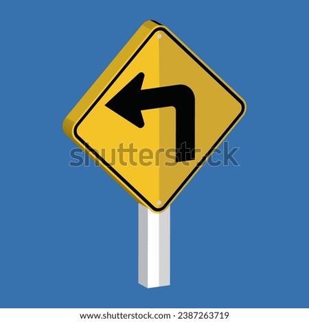 Left Turn Sharp Turn Sign Turn Right Sign 3d shape vector illustration