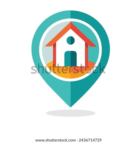 Map marker home isolated flat vector illustration