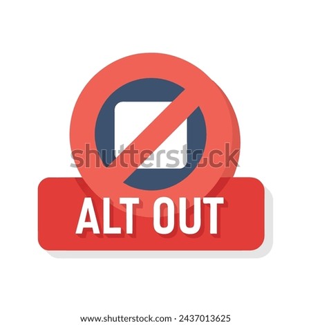 Alt sign out isolated flat vector illustration