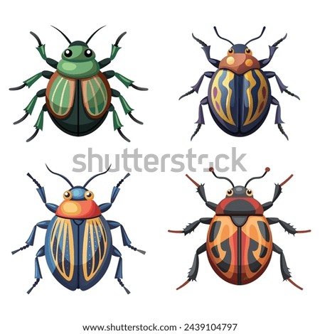 Beetle flat animal vector set pro style illustration.