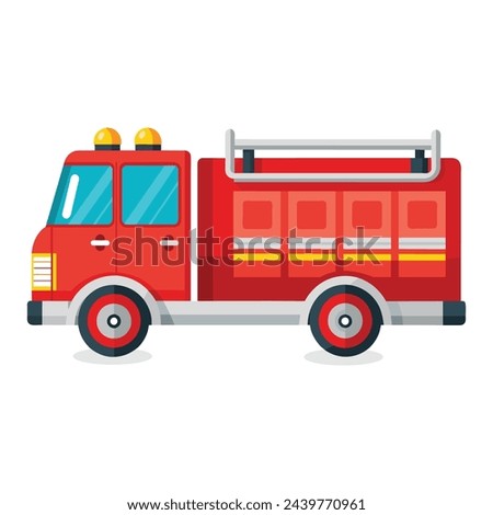 Fire engine truck vehicle Transport flat vector illustration.