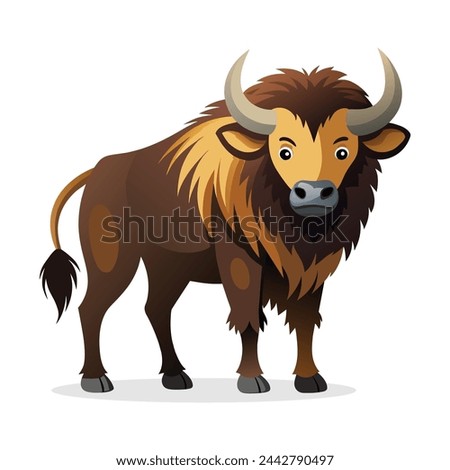 Buffalo animal flat vector illustration on white background