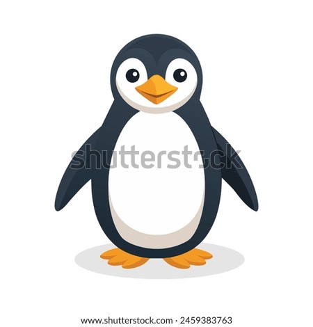 Penguin flat vector illustration on white background.