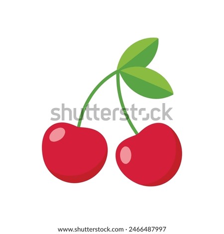 Two cherries flat vector illustration on white background