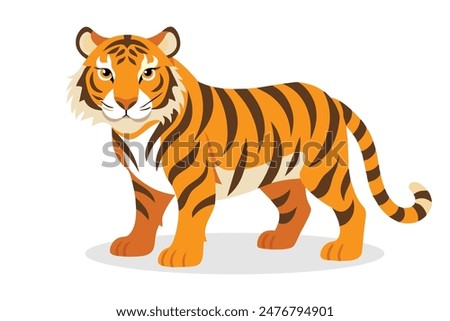 
Tiger animal flat vector illustration on white background