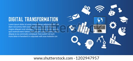 Digital transformation and new trend technology abstract paper art background. Artificial intelligence and big data concept. Business growth computer and investment industry 4.0 vector illustration