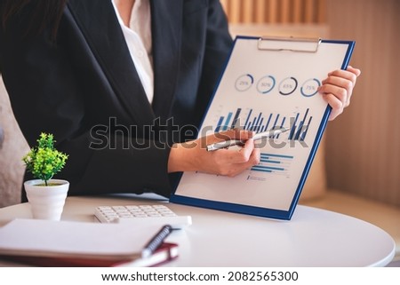 business woman working in business office on the desk Imagine de stoc © 