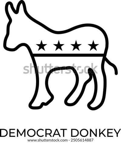 Democrat donkey line icon vector. USA political Democratic Party symbol. America election vote concept. EPS 10