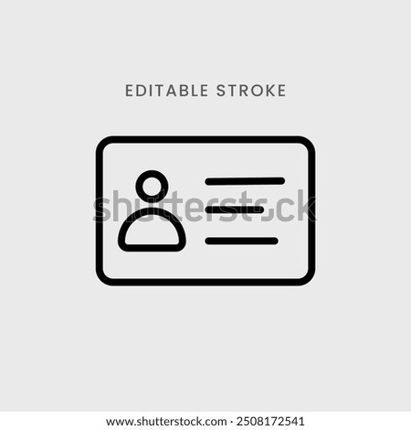 Id card icon vector. National id, identification card, voter id, driving license. passport id symbol outline icon editable stroke