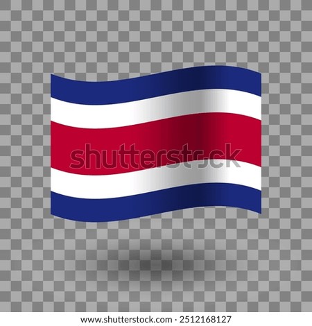 Costa Rica flag vector. Costa Rica wavy flag isolated transparent background. Flag of Costa Rica symbol icon. EPS 10