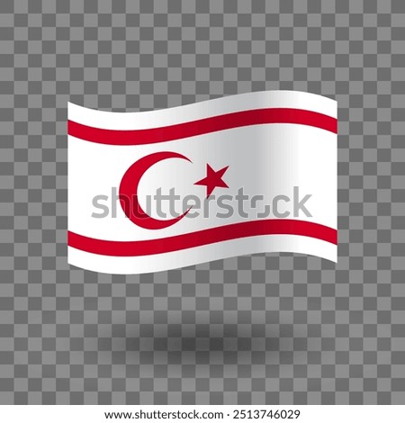 Northern Cyprus flag vector. Northern Cyprus wavy flag isolated transparent background. Flag of Northern Cyprus symbol icon. EPS 10