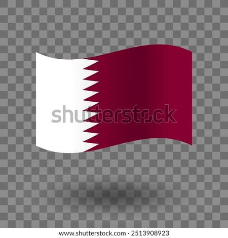 Qatar flag vector. Qatar wavy flag isolated transparent background. Flag of Qatar symbol icon. EPS 10