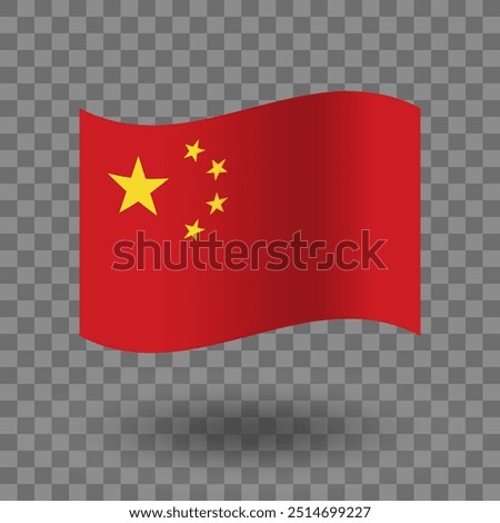 China flag vector. China wavy flag isolated transparent background. National flag of China symbol icon. EPS 10