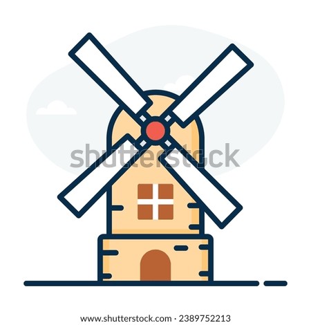 Windmill Fill inside vector icon which can easily modify or edit