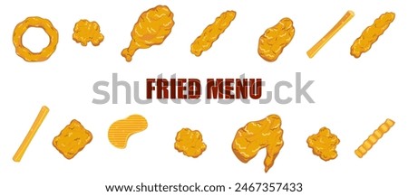 Crispy fried chicken. Various styles of fast food. Vector illustration. white background For easy menu editing and other users.