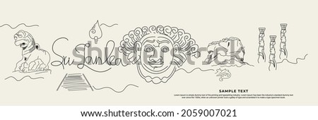 Sri Lanka - historical places, landmark , hand drawing, sketch art, line art Vector Illustration