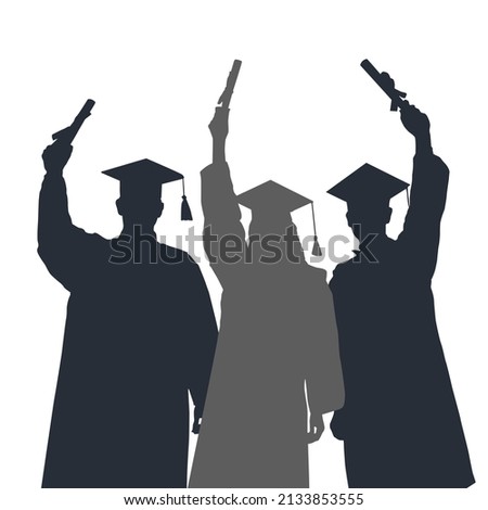 Graduated at university Silhouette high achievements. School student hat vector