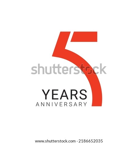 5, 5th Years Anniversary Logo, Vector Template Design element for birthday, invitation, wedding, jubilee and greeting card illustration.