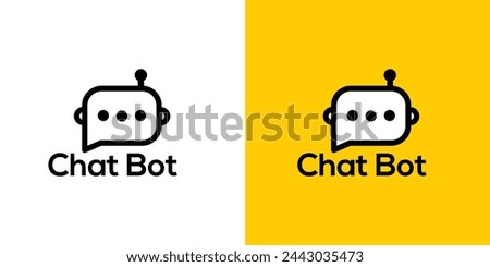 Chatbot icon. Bot sign design. Chat bot logo concept. Robot head in speech bubble. Online customer support service bot logo, UI UX element for web design. Virtual smart assistant. AI Robot silhouette.