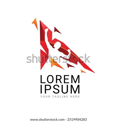 Man surrendering with hand raised in air Logo, man raising hand Logo,  Champion, win, Leader, winner Logo Design Vector, Human Power.