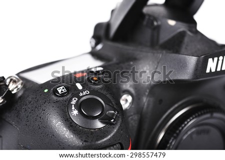 CHLUMCANY, CZECH REPUBLIC, JULY 8, 2015: Nikon D800 isolated on a white background