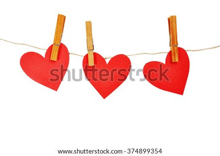 Image, Stock Photo Three hanging hearts