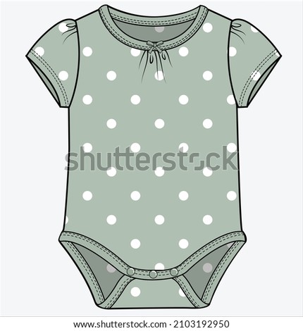 PUFF SLEEVES POLKA DOT BODYSUIT FOR BABY GIRLS AND TODDLER GIRLS IN EDITABLE VECTOR FILE