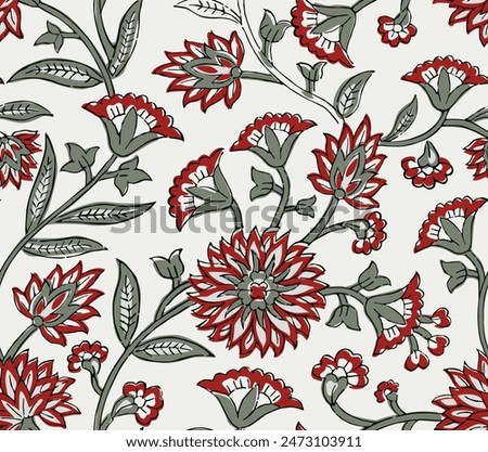 HAND DRAWN MUGHAL FLORAL JAIPUR PRINTS SEAMLESS PRINT DIGITAL PATTERN