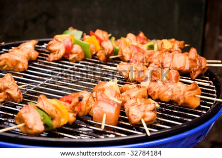 BBQ meat with paprika and pineapple