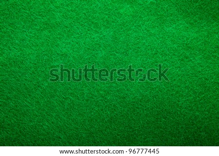 Background texture of green felt casino table in closeup