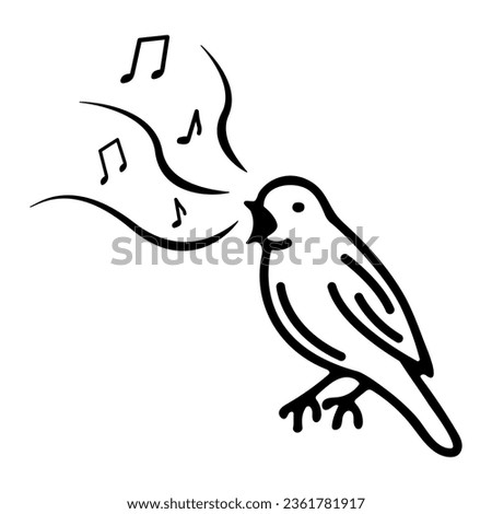 Bird nightingale vector black and white illustration