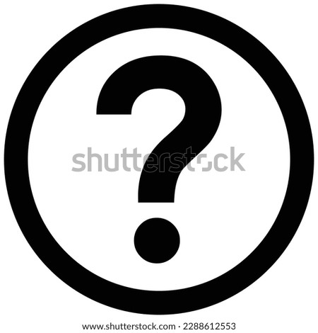 Question mark icon, black color line flat style circle design help symbol, FAQ or query sign vector graphic illustration, colorful buttons for web, app, mobile, label, stamp, sticker isolated on white