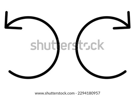 Undo and redo icon, flat style black color rotate clockwise and counterclockwise, update, reload vector illustration symbol, line graphic art for web, app, mobile, UI isolated on white background.