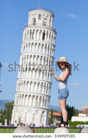 Young Girl with Leaning Tower of Pisa