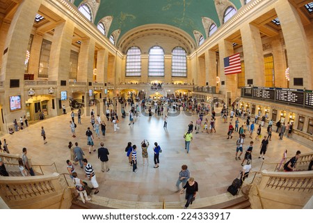 NEW YORK, USA - AUGUST 23, 2014: Crowded Grand Central Station at rush hour