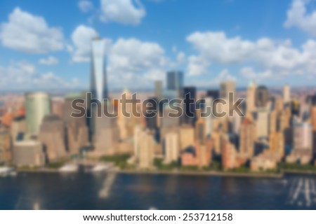New York Downtown Aerial View. Blurred Background.