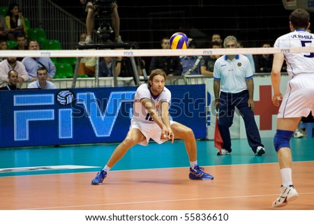 FLORENCE, ITALY - JUNE 20: volleyball player during a World League match between Italy and Serbia at Mandela Forum, Florence, Italy on June 20 2010