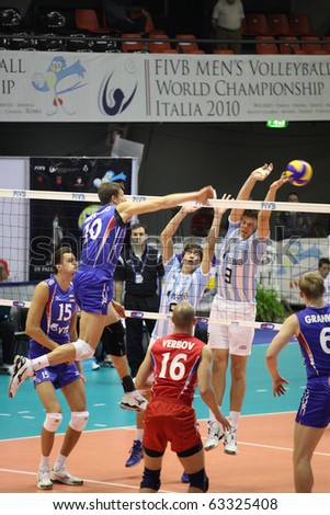 FLORENCE, ITALY - OCTOBER, 06: FIVB Men\'s Volleyball World Championship, Argentina vs Russia at Nelson Mandela Forum on Oct 06 2010, Florence, Italy