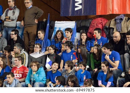 S.GIUSTINO, PERUGIA, ITALY - JANUARY, 2: Volleyball Italian Men's A1 League, Supporters of S.Giustino, RPA S. Giustino vs BCC-Nep Castellana Grotte at PalaKemon on Jan 2 2011, S.Giustino, Italy