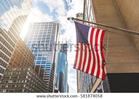 Similar – Image, Stock Photo American flag on street in New York City