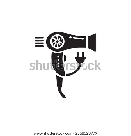 Silhouette Hair dryer logo and icon  simple design on white background.