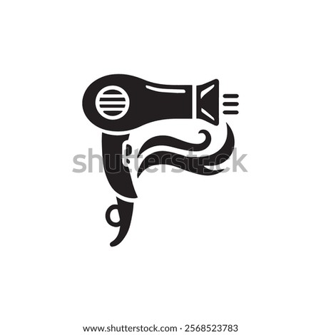 Silhouette Hair dryer logo and icon  simple design on white background.