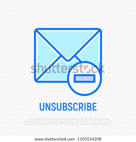 Unsubscribe thin line icon: envelope with minus. Modern vector illustration.
