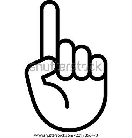Hand with index finger up. Indicating, showing something above. Hand gesture. Thin line icon. Vector illustration.