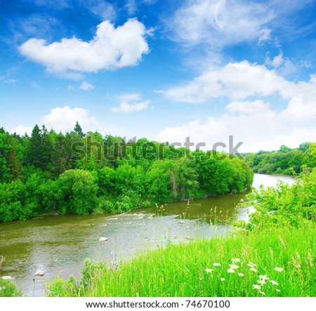 river and blue sky